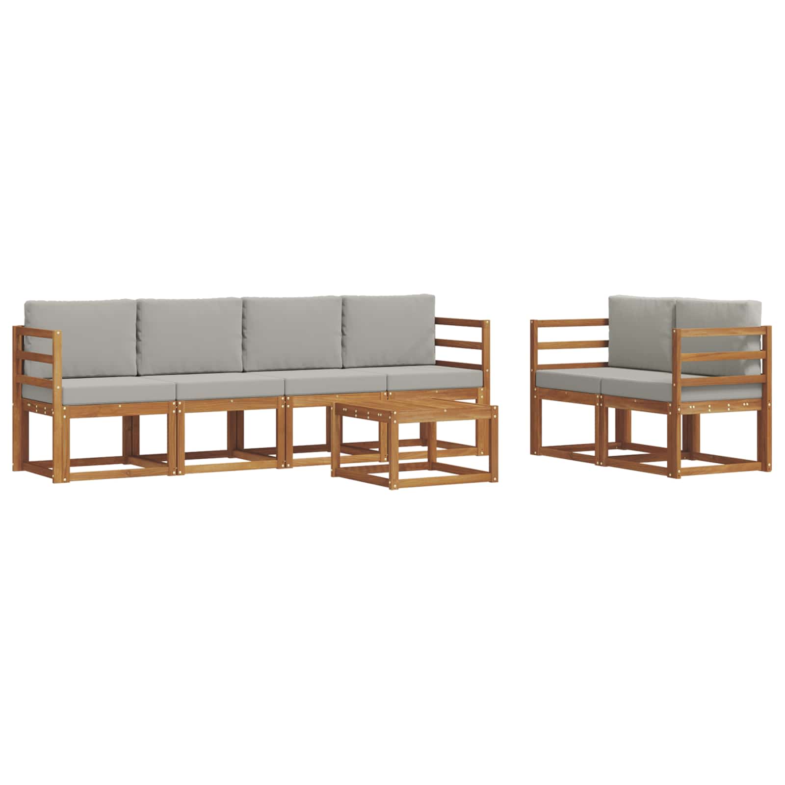 Set di divani da esterno 7 pcs Grigio Naturale e Chiaro | homemem39