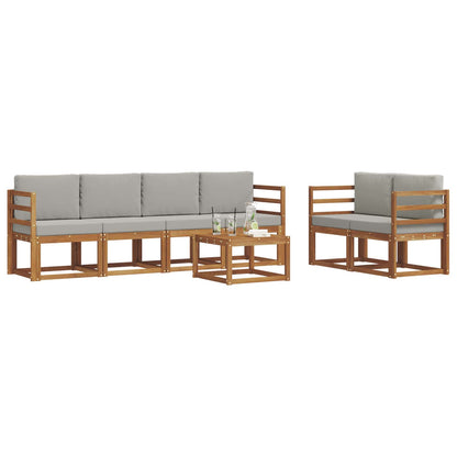 Set di divani da esterno 7 pcs Grigio Naturale e Chiaro