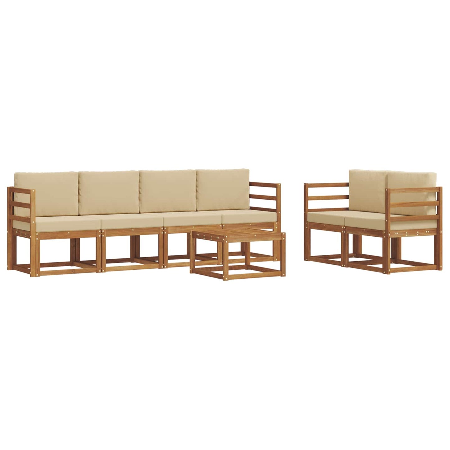 Set di divani da esterno con cuscino 7 pcs Naturale e Beige | homemem39