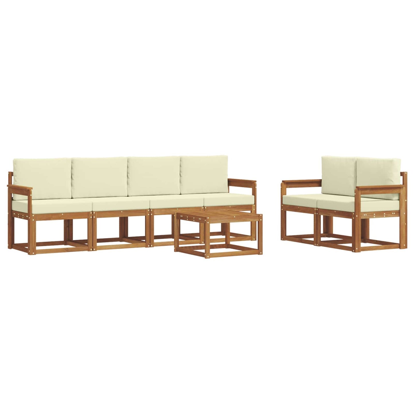 Set di divani da esterno con cuscino 7 pcs Naturale e Crema | homemem39