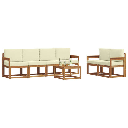 Set di divani da esterno con cuscino 7 pcs Naturale e Crema