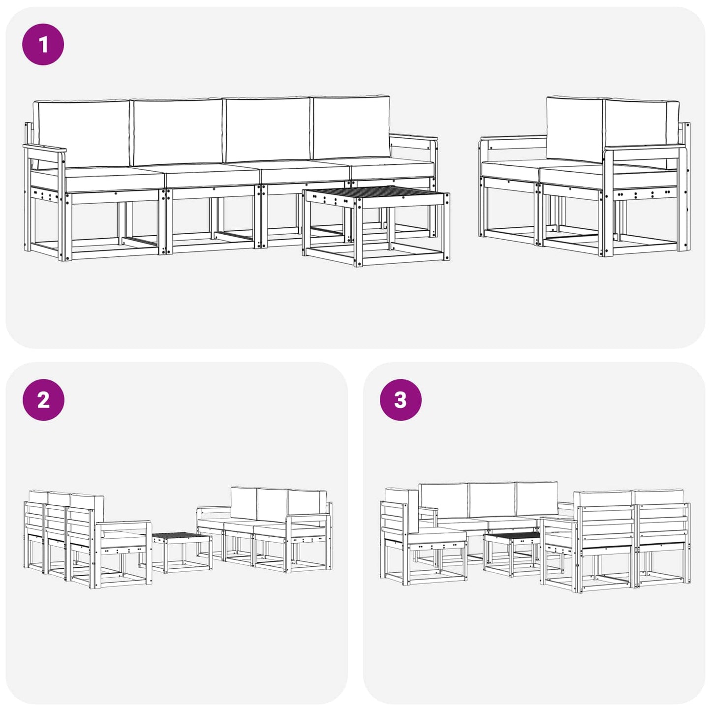 Set di divani da esterno 7 pcs Grigio Naturale e Chiaro | homemem39