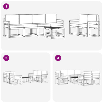 Set di divani da esterno 7 pcs Grigio Naturale e Chiaro | homemem39