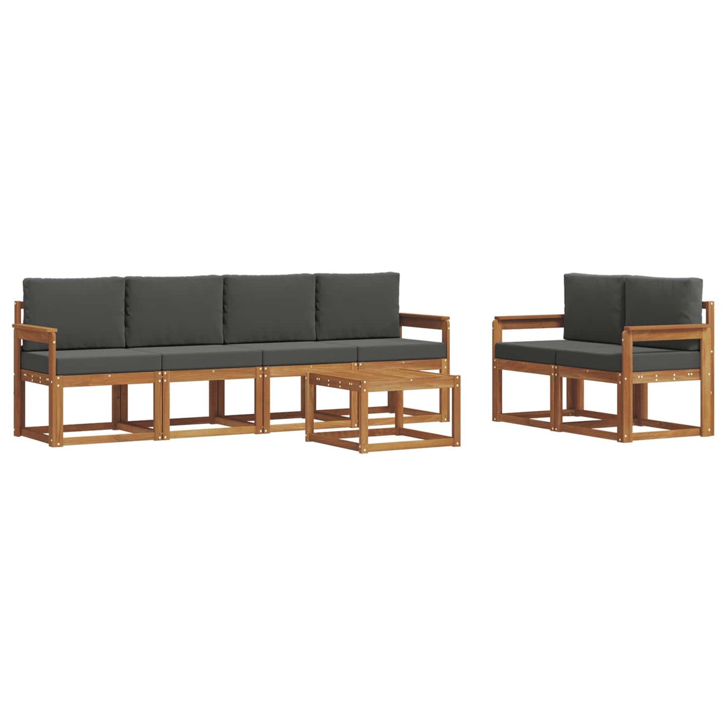 Set di divani da esterno con cuscino 7 pcs Naturale e Antracite | homemem39