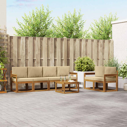 Set di divani da esterno con cuscino 7 pcs Naturale e Beige | homemem39