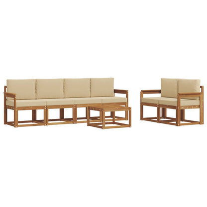 Set di divani da esterno con cuscino 7 pcs Naturale e Beige | homemem39