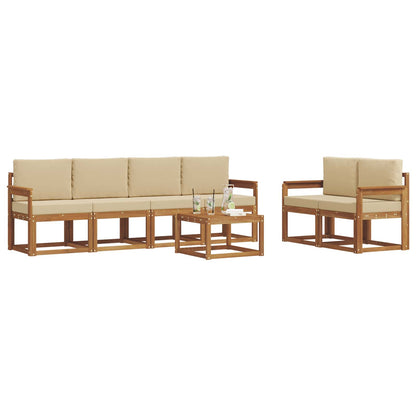 Set di divani da esterno con cuscino 7 pcs Naturale e Beige | homemem39