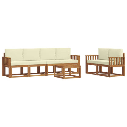 Set di divani da esterno con cuscino 7 pcs Naturale e Crema | homemem39