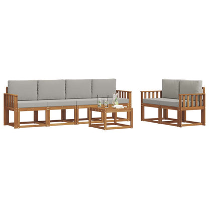 Set di divani da esterno 7 pcs Grigio Naturale e Chiaro | homemem39