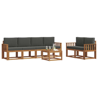 Set di divani da esterno con cuscino 7 pcs Naturale e Antracite