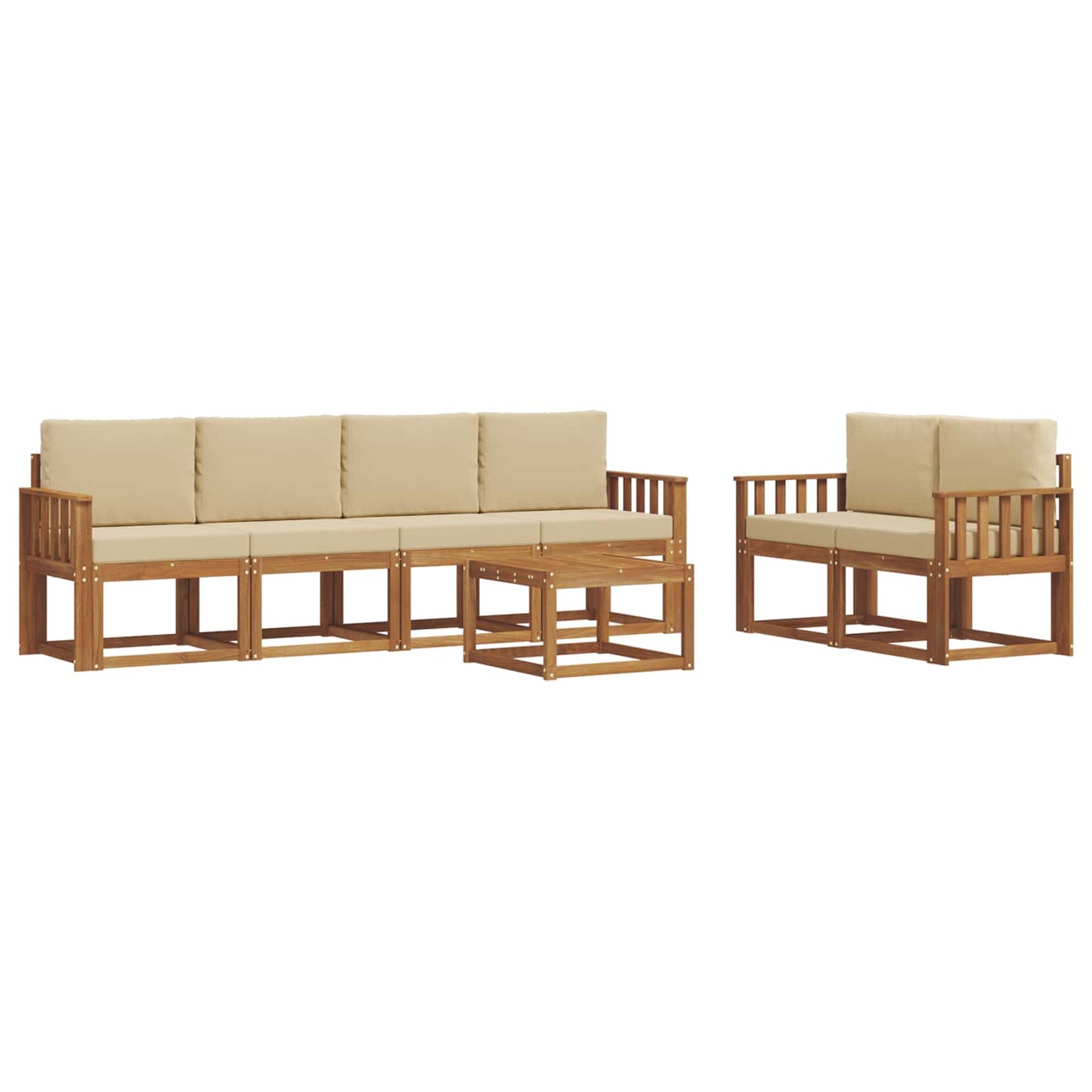 Set di divani da esterno con cuscino 7 pcs Naturale e Beige | homemem39
