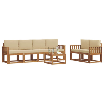 Set di divani da esterno con cuscino 7 pcs Naturale e Beige | homemem39