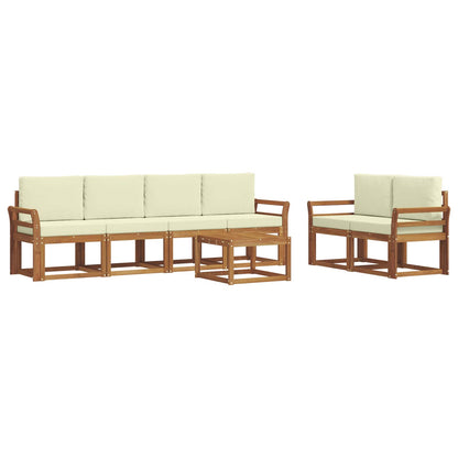 Set di divani da esterno con cuscino 7 pcs Naturale e Crema | homemem39