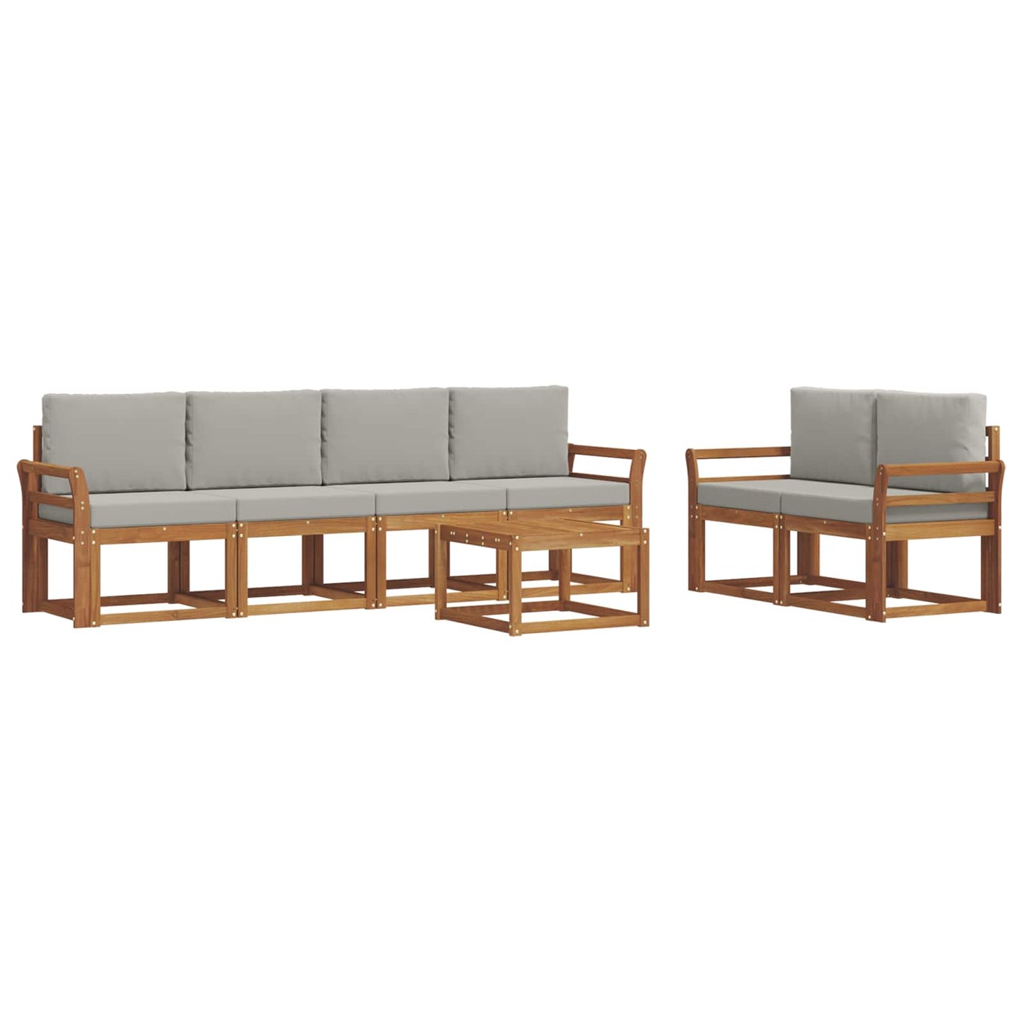 Set di divani da esterno 7 pcs Grigio Naturale e Chiaro | homemem39