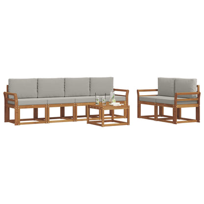 Set di divani da esterno 7 pcs Grigio Naturale e Chiaro | homemem39
