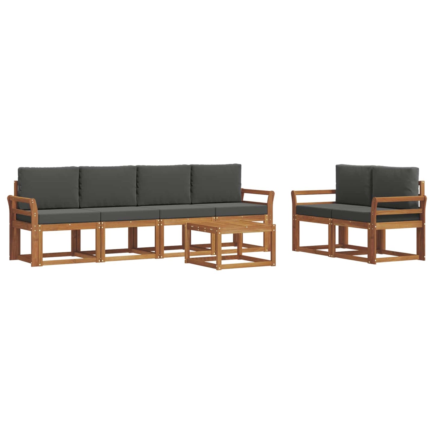 Set di divani da esterno con cuscino 7 pcs Naturale e Antracite | homemem39
