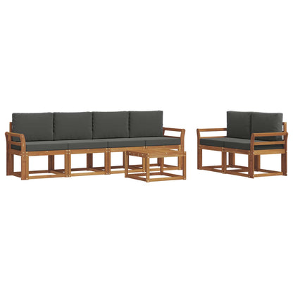 Set di divani da esterno con cuscino 7 pcs Naturale e Antracite | homemem39