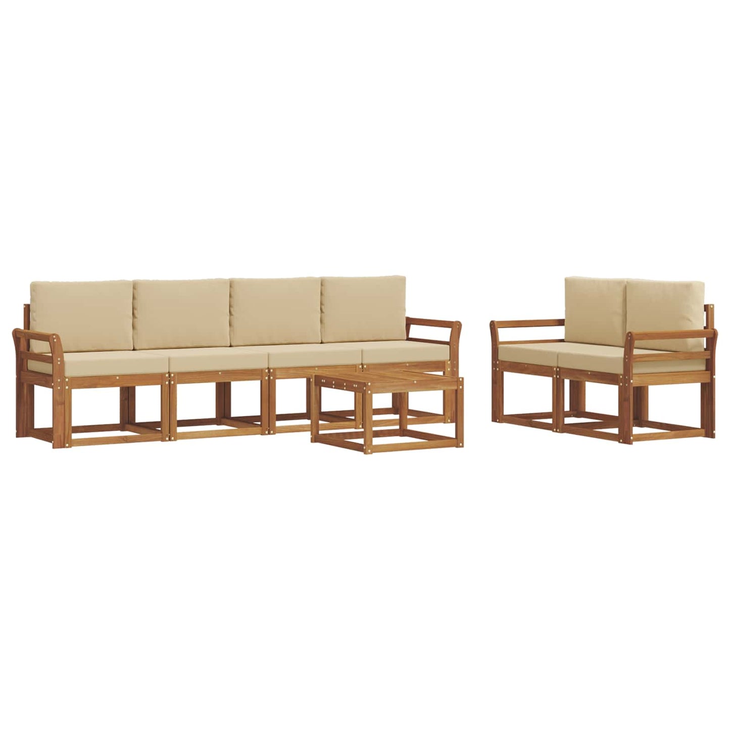 Set di divani da esterno con cuscino 7 pcs Naturale e Beige | homemem39