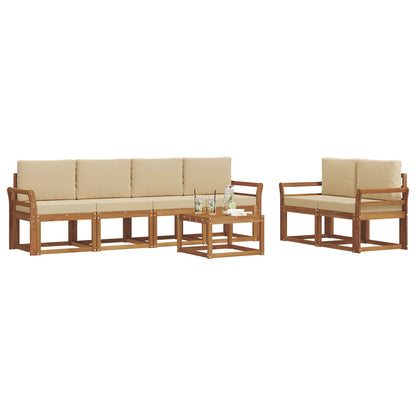 Set di divani da esterno con cuscino 7 pcs Naturale e Beige | homemem39