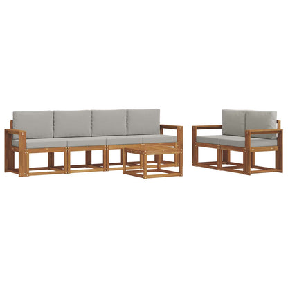 Set di divani da esterno 7 pcs Grigio Naturale e Chiaro | homemem39