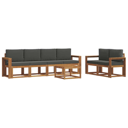 Set di divani da esterno con cuscino 7 pcs Naturale e Antracite | homemem39