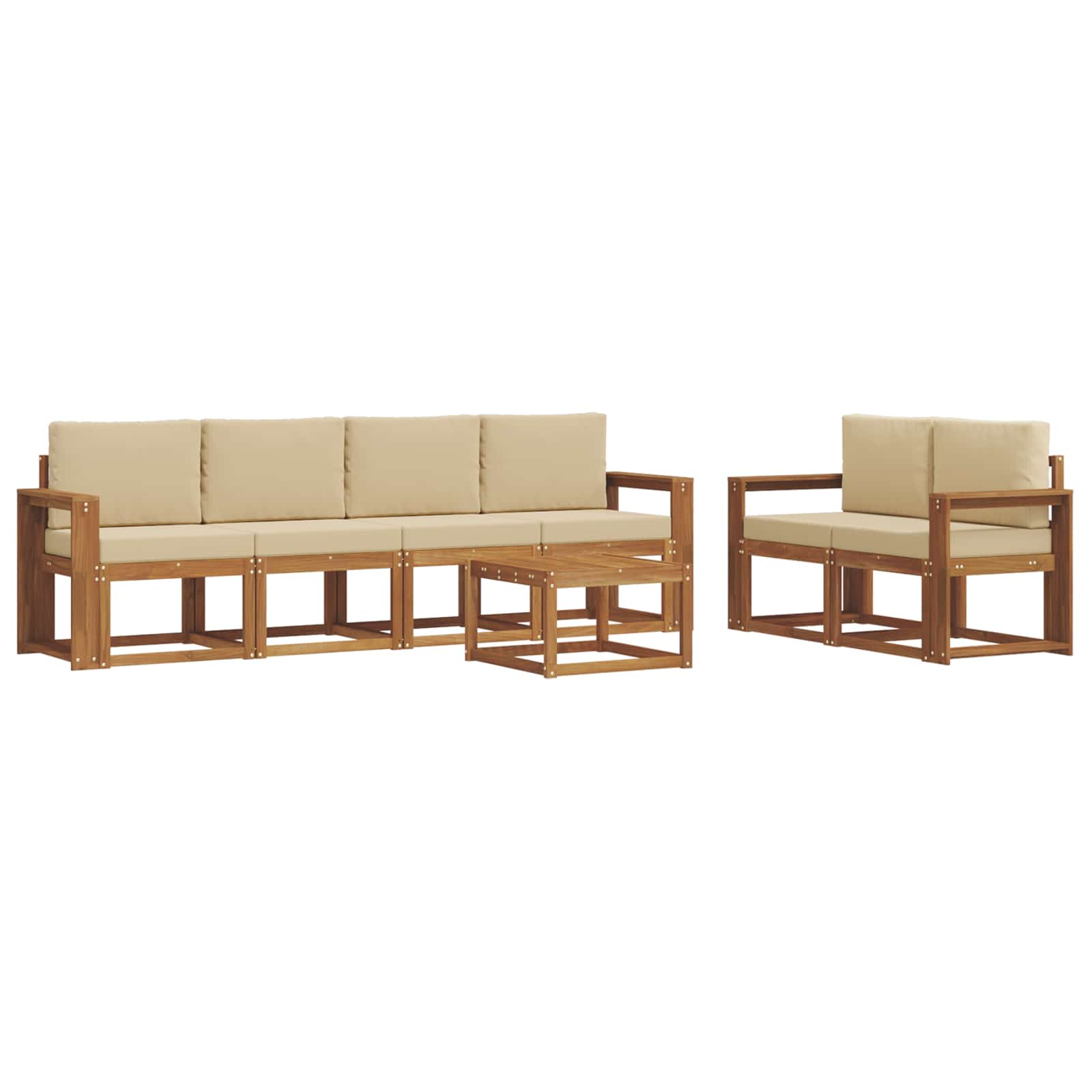 Set di divani da esterno con cuscino 7 pcs Naturale e Beige | homemem39
