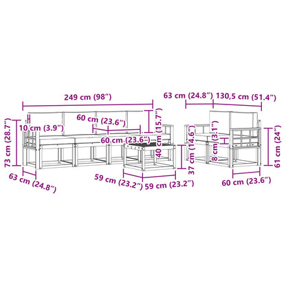 Set di divani da esterno con cuscino 7 pcs Naturale e Crema | homemem39