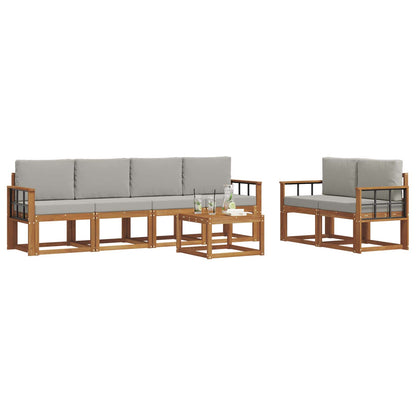 Set di divani da esterno 7 pcs Grigio Naturale e Chiaro | homemem39