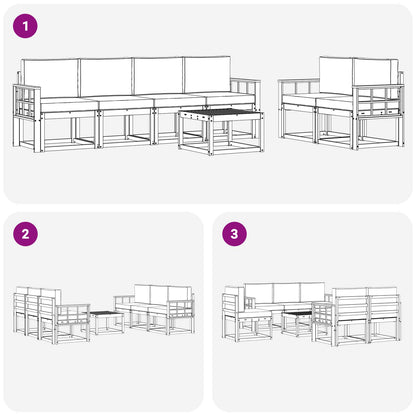 Set di divani da esterno 7 pcs Grigio Naturale e Chiaro