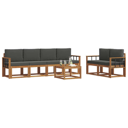 Set di divani da esterno con cuscino 7 pcs Naturale e Antracite | homemem39