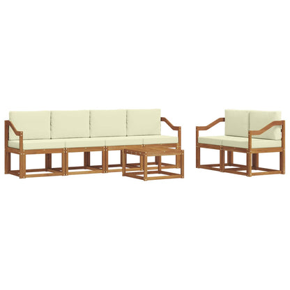 Set di divani da esterno con cuscino 7 pcs Naturale e Crema | homemem39
