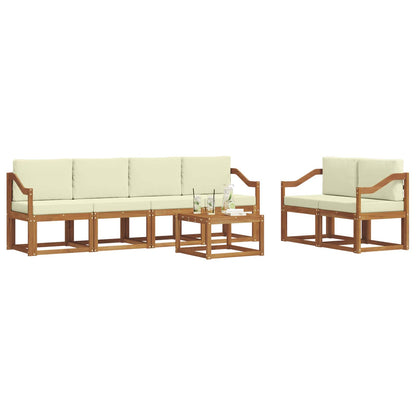 Set di divani da esterno con cuscino 7 pcs Naturale e Crema