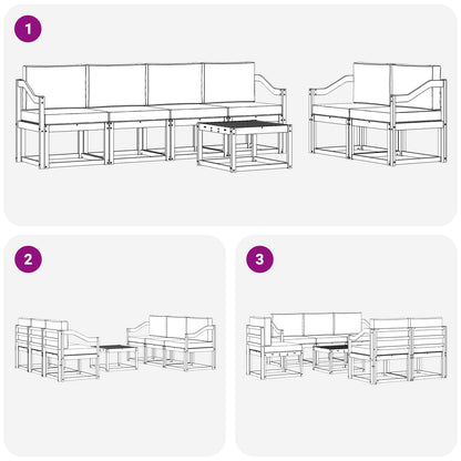 Set di divani da esterno 7 pcs Grigio Naturale e Chiaro