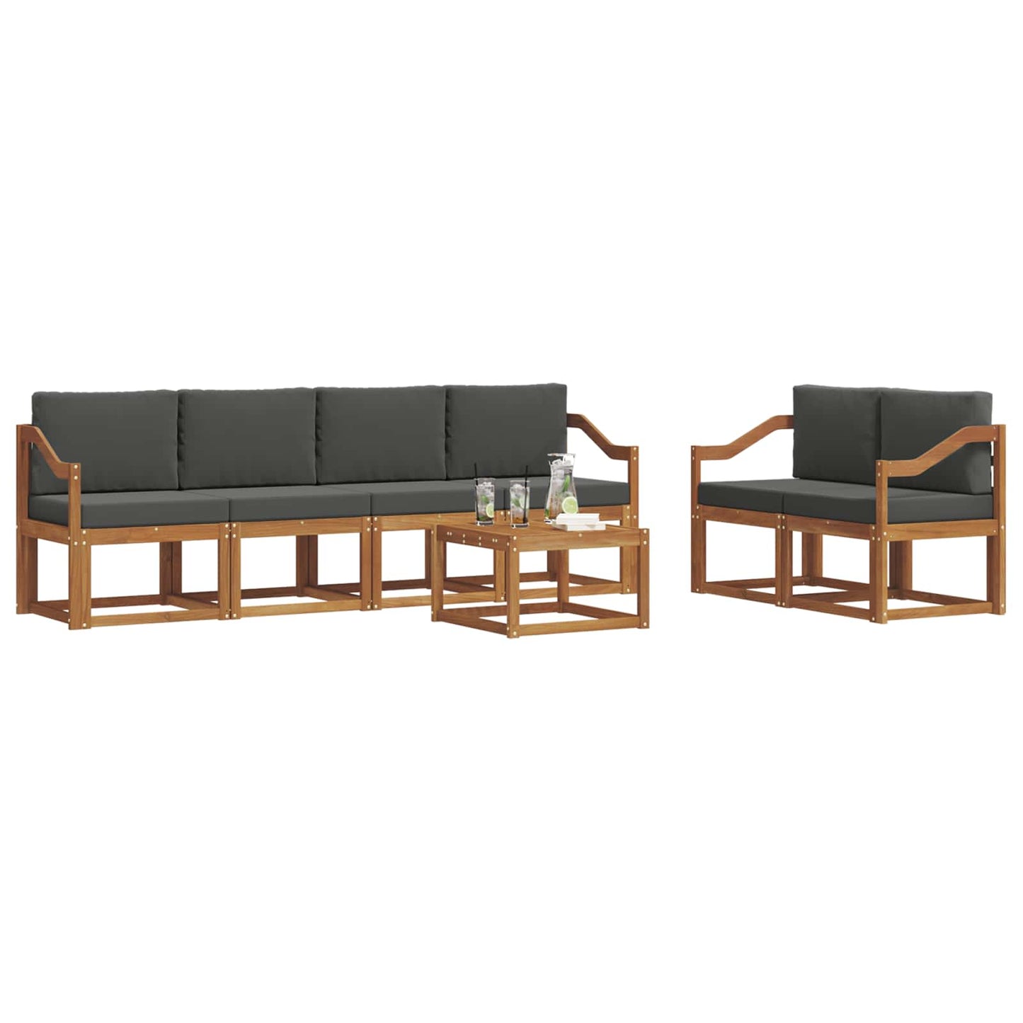 Set di divani da esterno con cuscino 7 pcs Naturale e Antracite