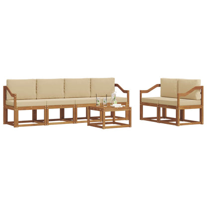Set di divani da esterno con cuscino 7 pcs Naturale e Beige | homemem39