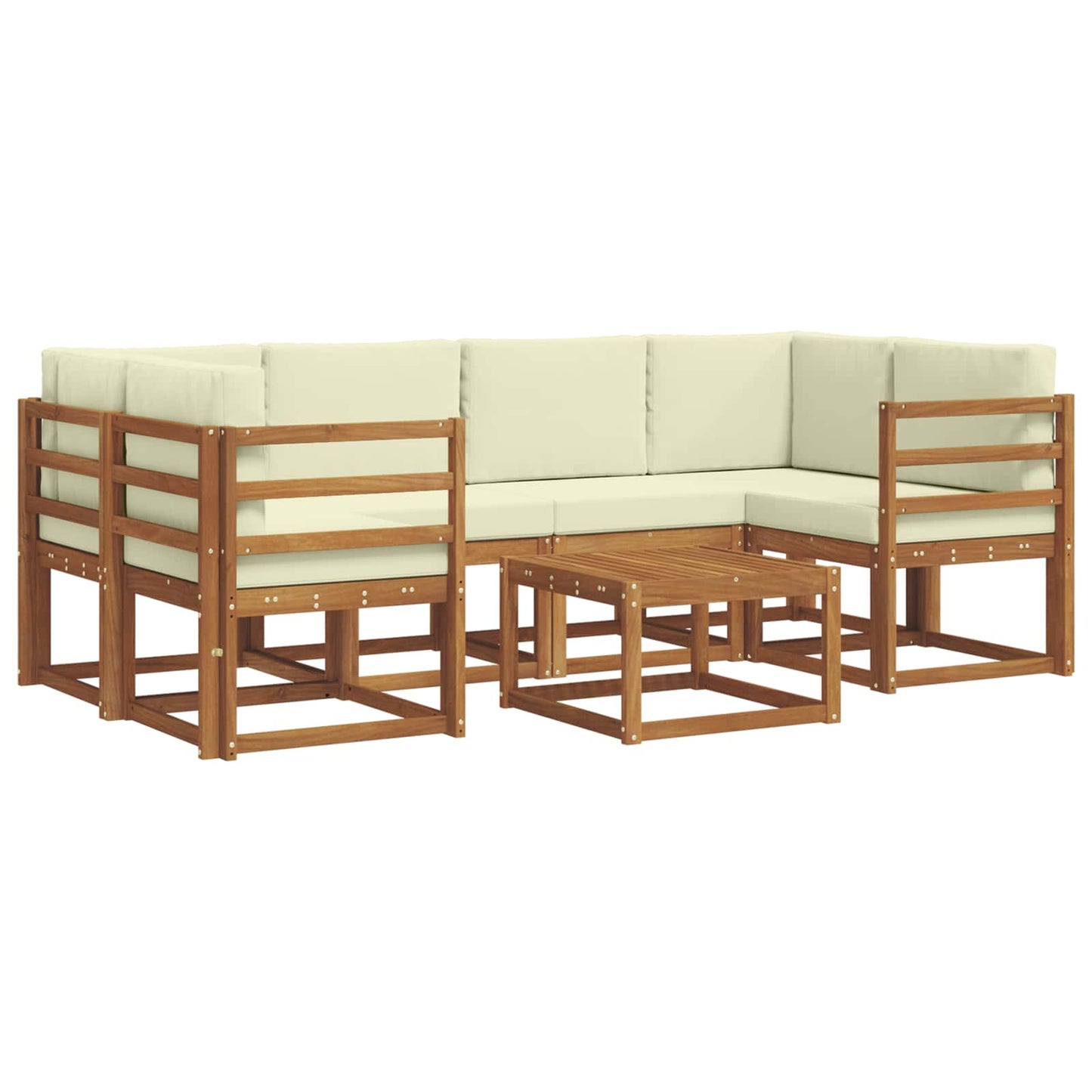 Set di divani da esterno con cuscino 7 pcs Naturale e Crema | homemem39
