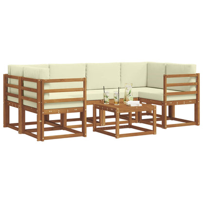 Set di divani da esterno con cuscino 7 pcs Naturale e Crema | homemem39