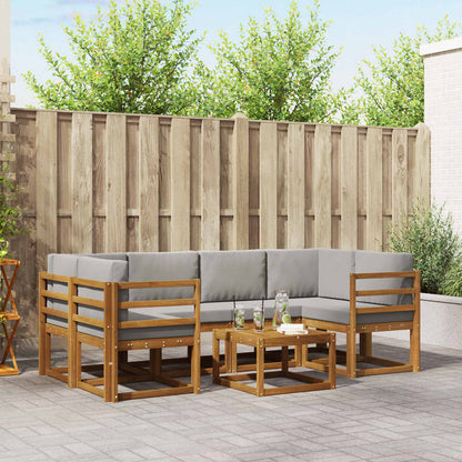 Set di divani da esterno 7 pcs Grigio Naturale e Chiaro