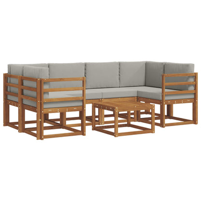 Set di divani da esterno 7 pcs Grigio Naturale e Chiaro | homemem39