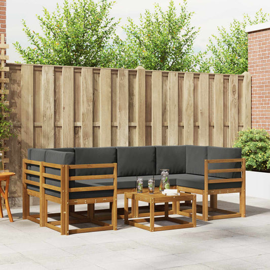 Set di divani da esterno con cuscino 7 pcs Naturale e Antracite | homemem39
