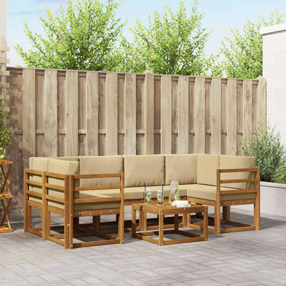 Set di divani da esterno con cuscino 7 pcs Naturale e Beige | homemem39