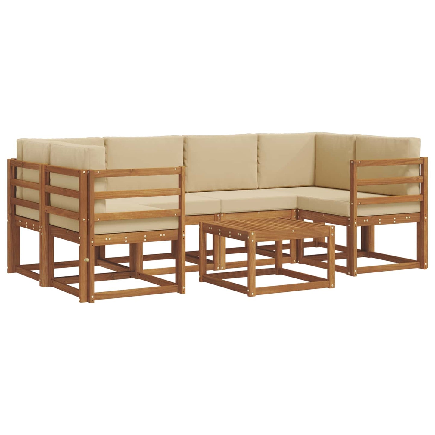 Set di divani da esterno con cuscino 7 pcs Naturale e Beige | homemem39