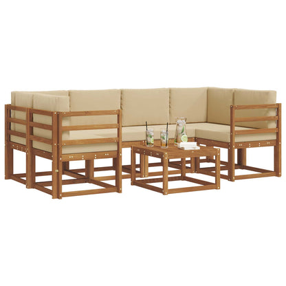 Set di divani da esterno con cuscino 7 pcs Naturale e Beige | homemem39
