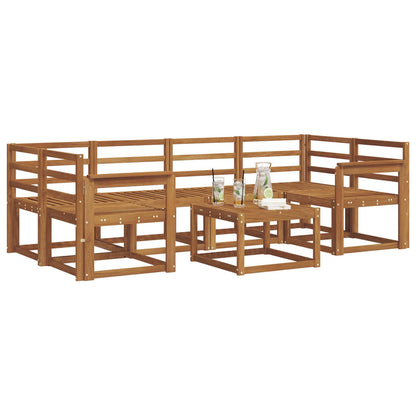 Set di divani da esterno 7 pz Naturale Legno di Acacia Massello