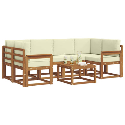 Set di divani da esterno con cuscino 7 pcs Naturale e Crema