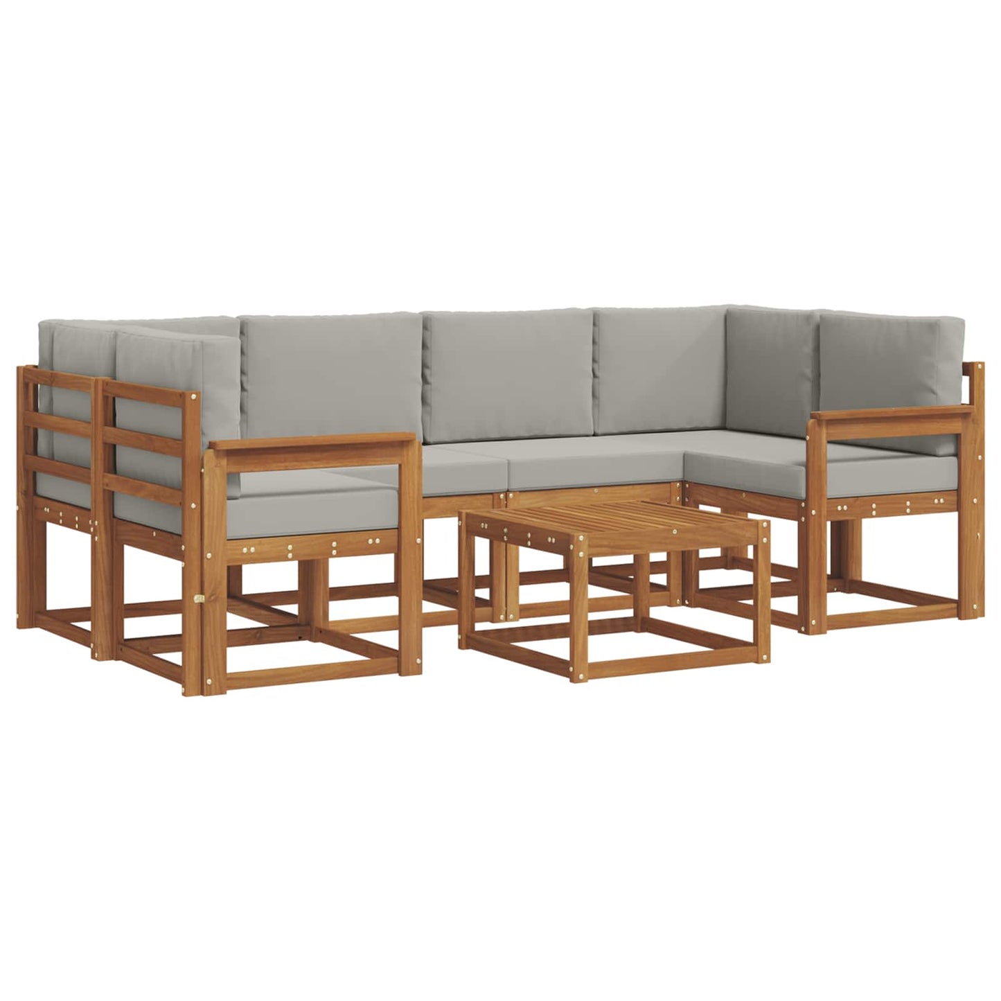 Set di divani da esterno 7 pcs Grigio Naturale e Chiaro | homemem39
