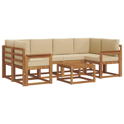 Set di divani da esterno con cuscino 7 pcs Naturale e Beige