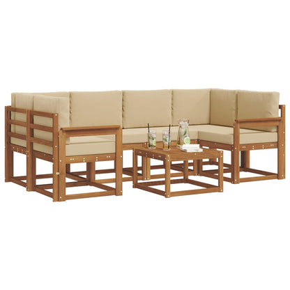 Set di divani da esterno con cuscino 7 pcs Naturale e Beige