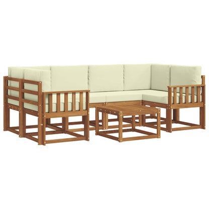 Set di divani da esterno con cuscino 7 pcs Naturale e Crema | homemem39