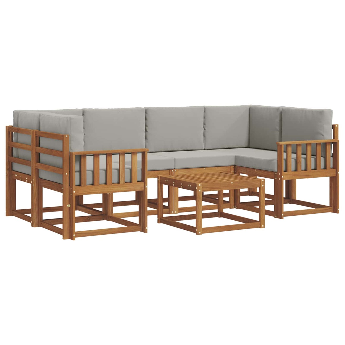Set di divani da esterno 7 pcs Grigio Naturale e Chiaro | homemem39
